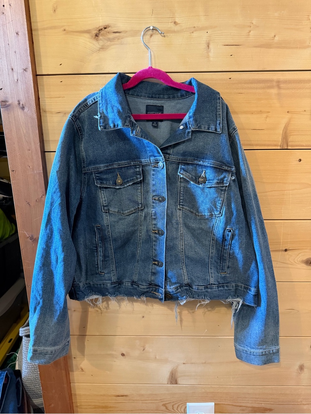 Just USA Denim Jacket with Pink Accent
